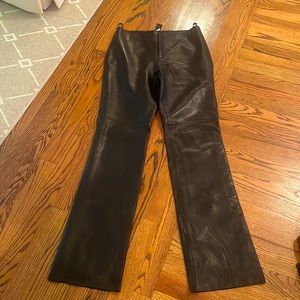 Banana Republic black genuine leather flat front pant sz 4